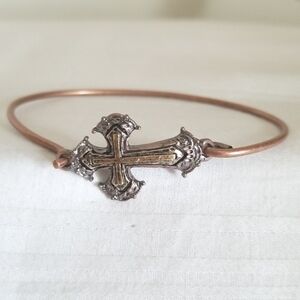 Gold Silver Copper Cross Bangle Bracelet